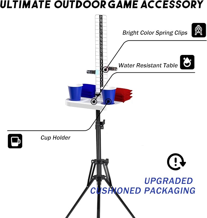 Cornhole Scoreboard 4 Sets Cornhole Score Keeper with Dri-nk Holder Corn Hole Game Accessories for Outside, Yard Game