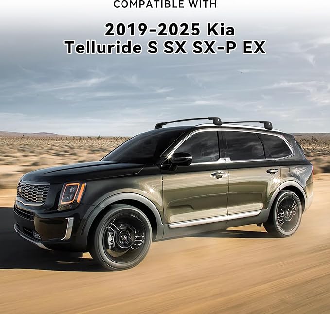 FLYCLE 300Lbs Roof Rack Cross Bars Compatible with KIA Telluride 2019-2026 S SX SX-P EX, Lockable Cross Bars Roof Rack Cargo Bars for Luggage Kayak Bikes Canoe Ski Snowboard