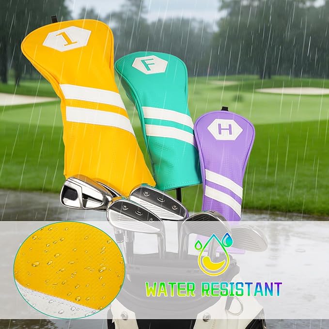 Golf Club Head Covers for Woods and Drivers, Premium Golf Headcovers Set Fit Most Clubs Simple Striped 1PC or 3PCS, Customizable