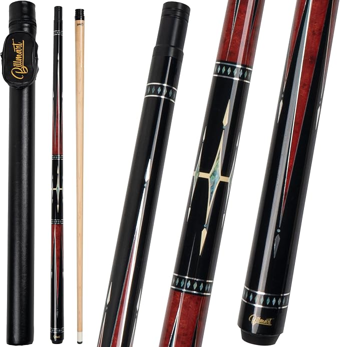 Billmart Pool Cue Stick, Low Deflection Shaft Billiard Cue Sticks with Hard Case, Pool Table Sticks Queue, 19-21 oz Pool Que