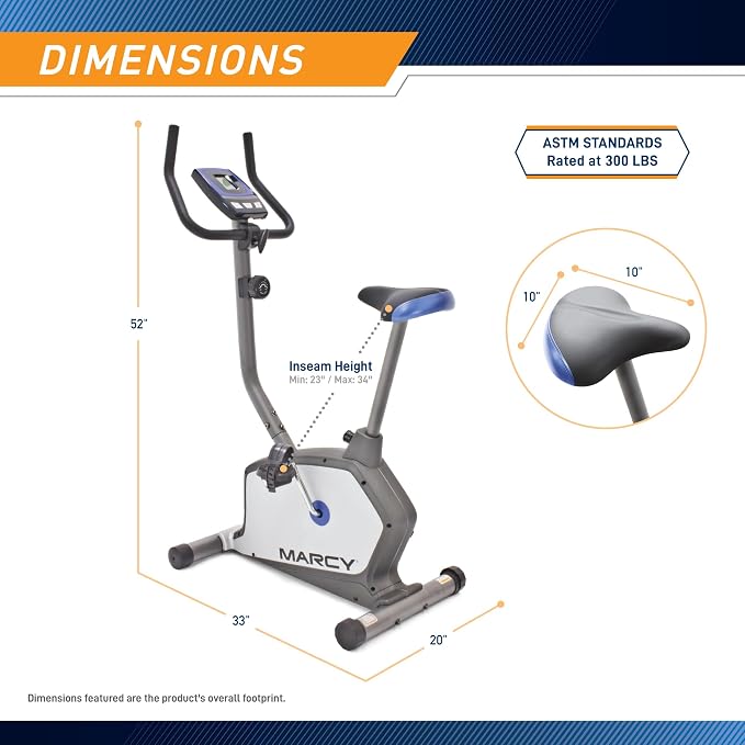 Marcy Stationary Exercise Indoor Bicycle with 8 Magnetic Resistance Levels