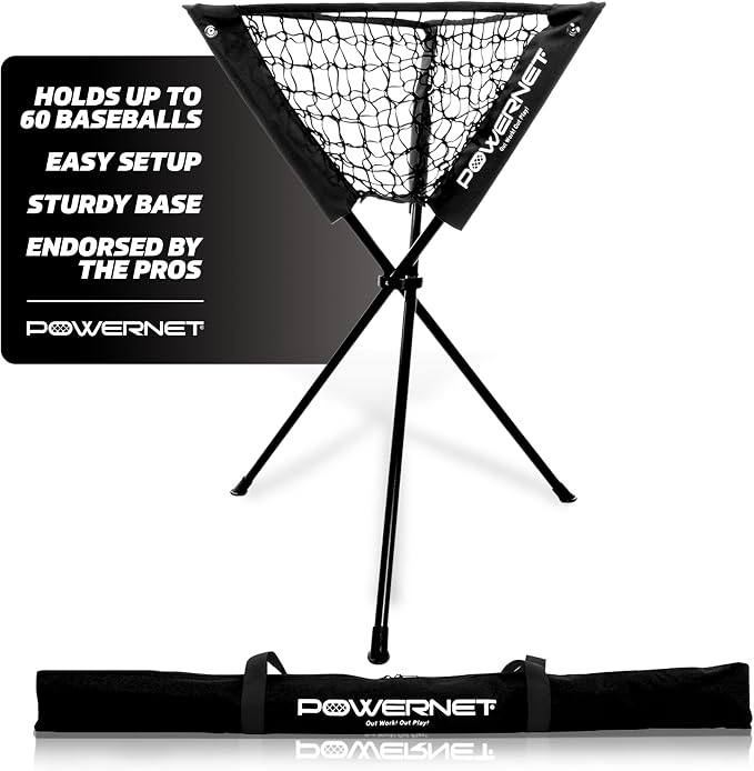 PowerNet Baseball Softball Portable Ball Caddy, Holds Bucket of Baseballs, Softballs, Tennis Balls, Use During Batting Practice Training and Drills