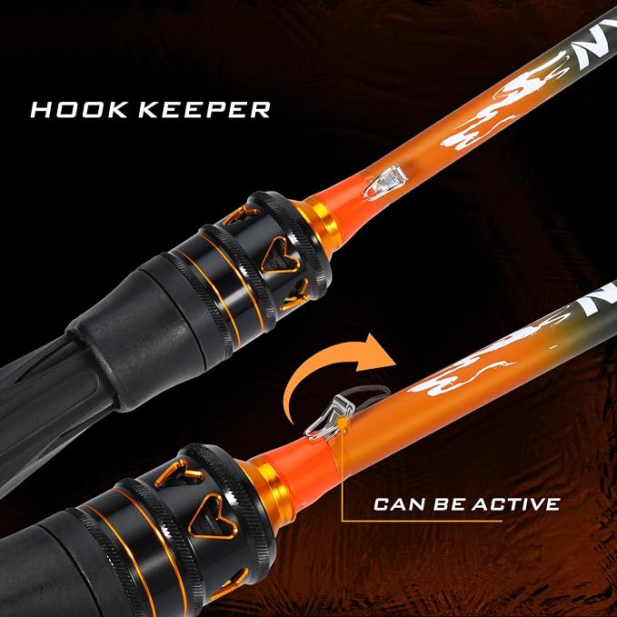 Sougayilang IM6 Graphite Fishing Rod – 2-Piece Casting & Spinning Rod, Stainless Steel Guides with Zirconium Rings, EVA & SuperPolymer Split Handle,Hook Keeper for Bass Walleye Pike