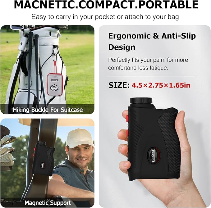 1200 Yards Golf Rangefinder with Slope, 7X Magnification, Flag Pole Locking Vibration, Rechargeable Battery with Magnet Stripe,Ideal Golf Accessories for Golfers & Hunting
