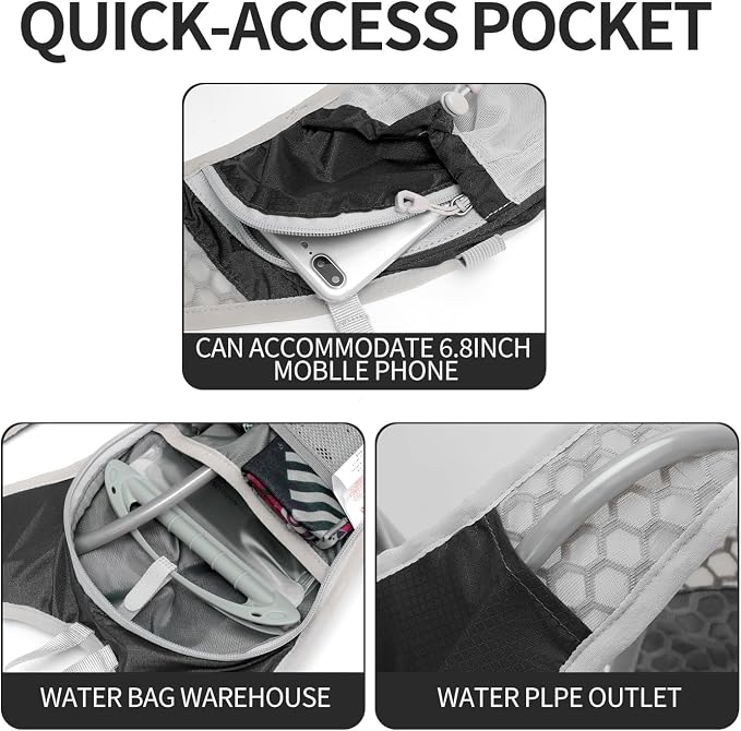 IX INOXTO Hydration Pack Backpack, Lightweight Water Backpack with 2L Hydration Bladder Daypack for Men Women,Running Hydration Vest for Trail Running Hiking Cycling Race Climbing