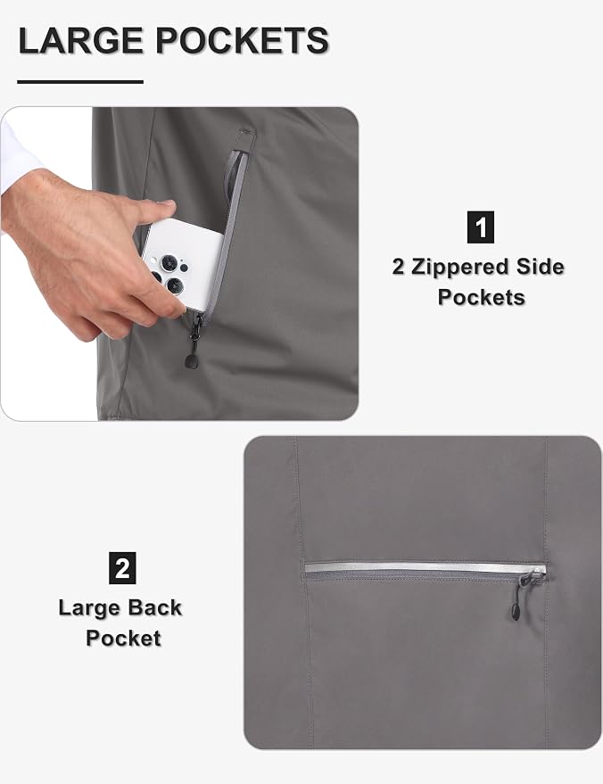 Little Donkey Andy Men's Convertible Sleeve Softshell Jacket Water Resistant Breathable Outdoor Jacket for Golf Hiking