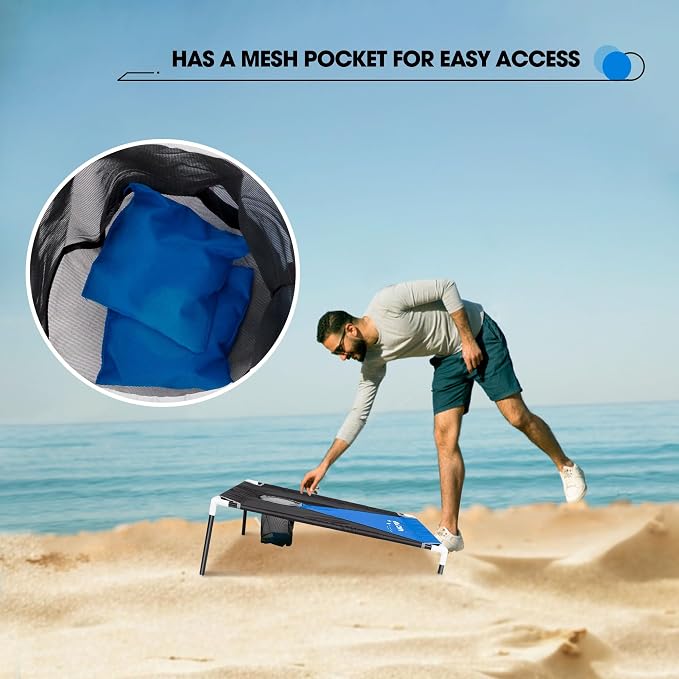 ANC POP Portable Cornhole Game Set PVC Framed Corn Holes Outdoor Game Set 3 x 2 feet with 8 Bean Bags and Carrying Case