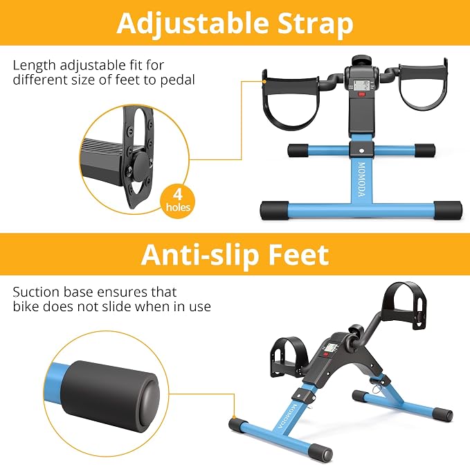 Pedal Exerciser Leg and Arm Exercise Bike with LCD Monitor Foldable (Black/Blue)