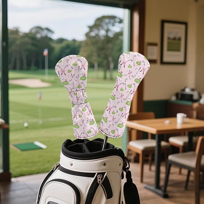 Rnyleeg Golf Club Head Covers for Women Driver Head Cover Leather Fairway Wood Headcover Hybrid Headcovers for Golf Clubs