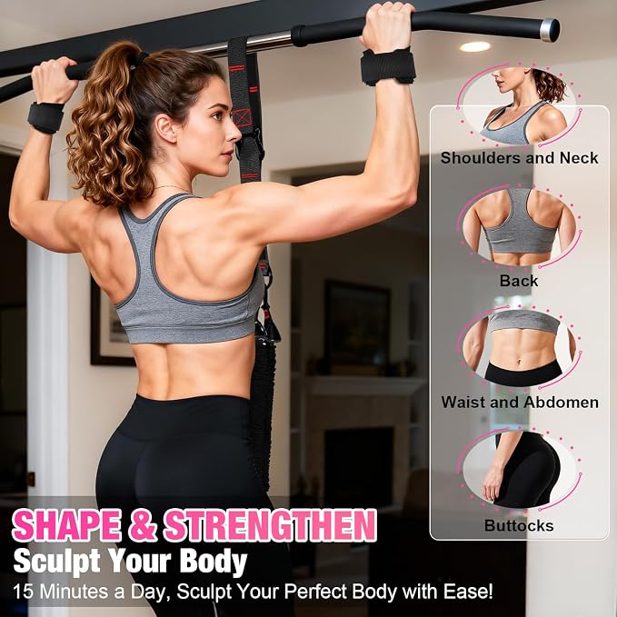 Upgraded Pull Up Assistance Bands for Women, Heavy Duty Resistance Bands with Handles, Exercise Band with Door Anchor, Workout Band Set for Pull Up Bar, Full Body Sculpting,Muscle Training, Home Gym