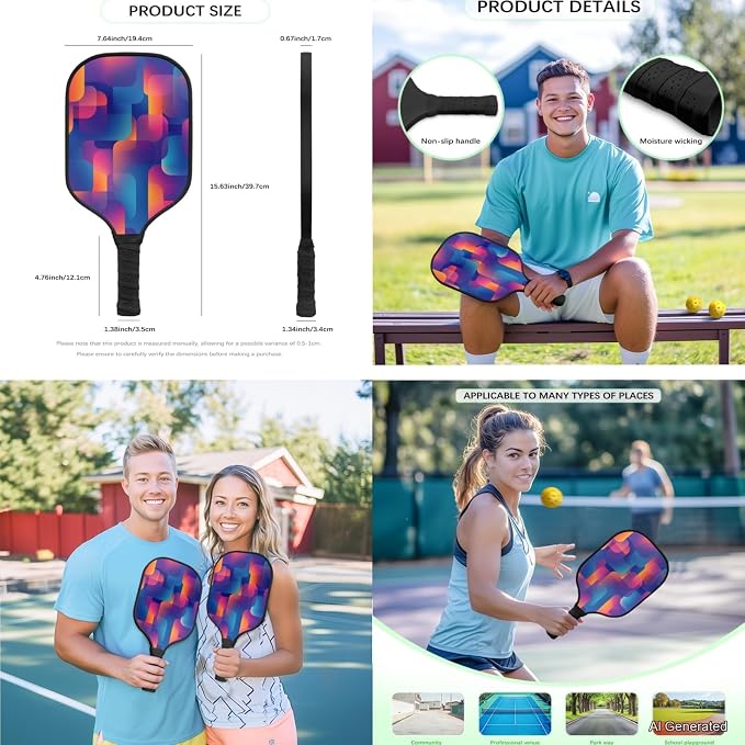 Pickleball Paddles Set 3PCS Pickleball Paddle Case Pickleball Racket Pickleball Bag Ideal for Beginners Gifts