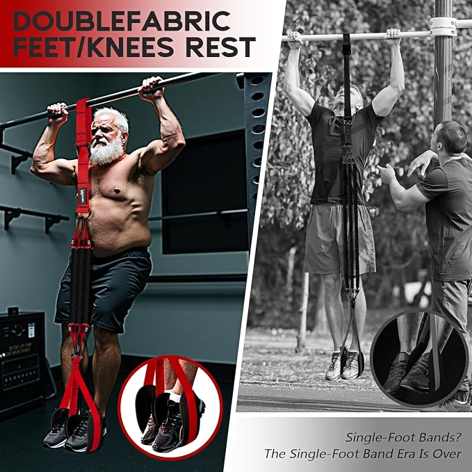 HOXWC Pull Up Assistance Bands, Adjustable Heavy Duty Resistance Band for Pull Up, 3 Pull Up Bands, Comfortable Fabric Feet/Knee Rest, Assistance Bands for Pull-Up, Home Fitness, Body Stretching