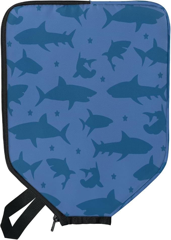 Polka Dot Shark Silhouette Blue Universal Pickleball Paddle Cover 12.4 × 9.45 inch Racket Sleeve with Handle Strap Mesh Pocket Fits USAPA Standard Widebody Paddles 2 PCS