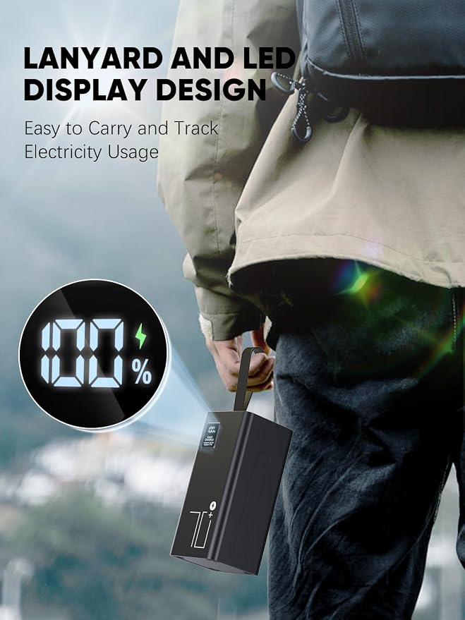 70000mAh Portable Charger Power Bank, 30W PD QC 3.0 Fast Charging USB C External Battery Pack, High Capacity Battery Bank with 5 Output & 2 Input for Smartphone Tablet