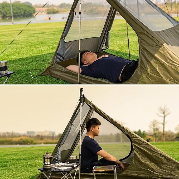 Airy Solo Mesh Tent with 2 Openings Inner Tent for Tarp Waterproof Bathtub Floor for Backpacking Hiking Patio Outdoor Camping