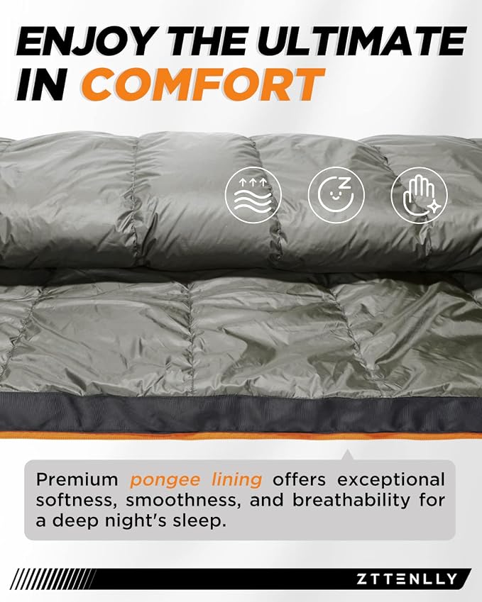 Ultimate 4-Season Down Sleeping Bag for Adults - Lightweight & Compact, 550/600 FP, 0°F to 30°F for Backpacking, Camping & Hiking