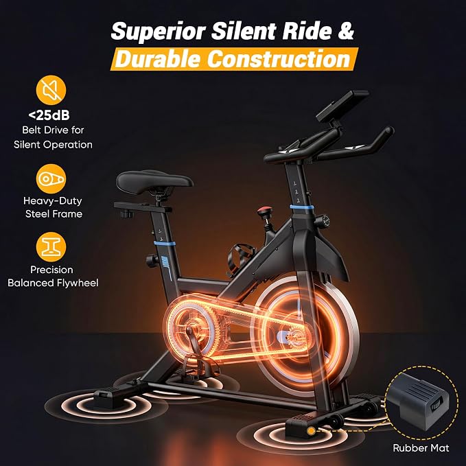 NEWBULIG Exercise Bike with APP, Stationary Bikes for Home, Workout Bike for Adults & Seniors, Cycle Machine, Adjustable Height and Resistance, Low Noise, 265lbs Weight Capacity, Easy Assembly