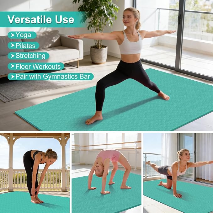 RINREA Large Gymnastics Mat for Gymnastics Bar, 6'x4' Extra Thick Exercise Mat for Home Gym Workout