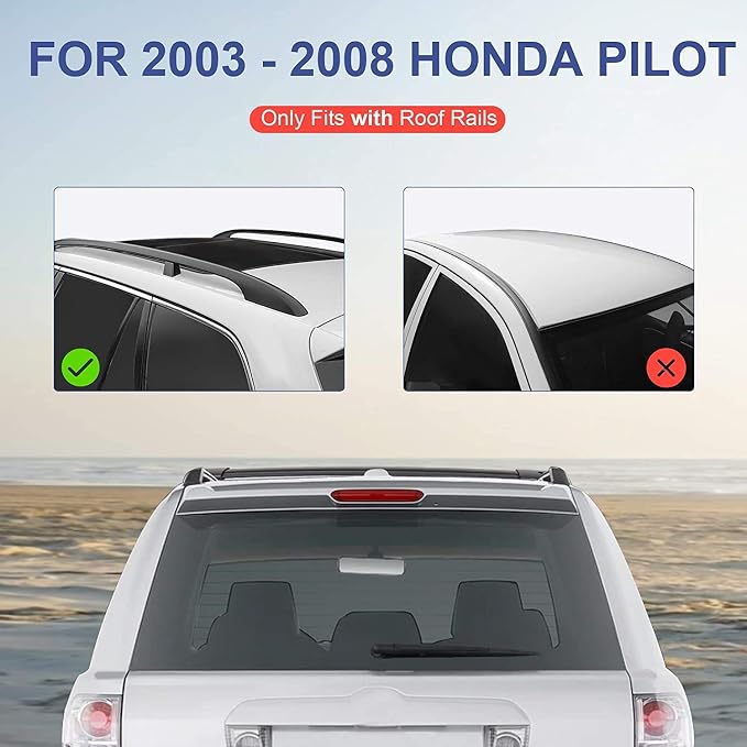 MOSTPLUS Roof Rack Cross Bar Rail Compatible with Honda Pilot 2003 2004 2005 2006 2007 2008 Cargo Racks Rooftop Luggage Canoe Kayak Carrier