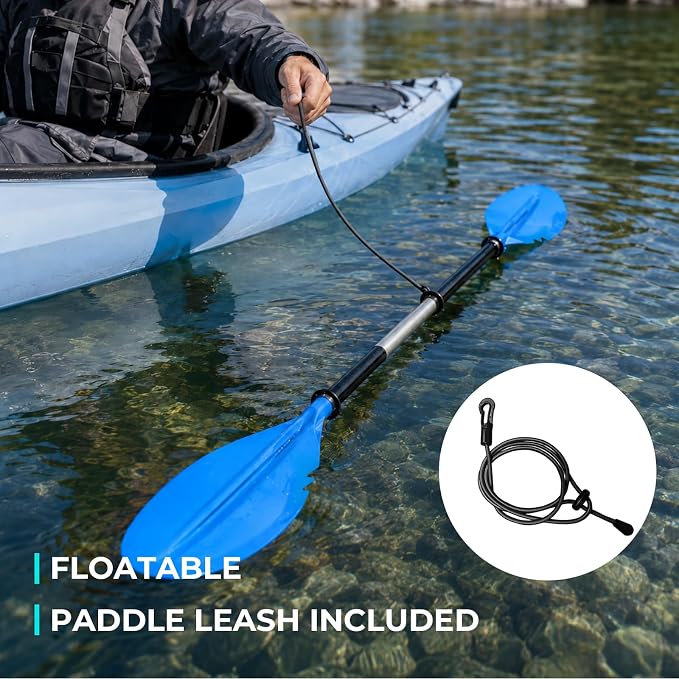 Overmont Kayak Paddles with Leash - Heavy Duty Aluminum Alloy Shaft Boating Oar for Kayaking Boating Canoeing 218cm/86in - 230cm/90.5in - 241cm/95in