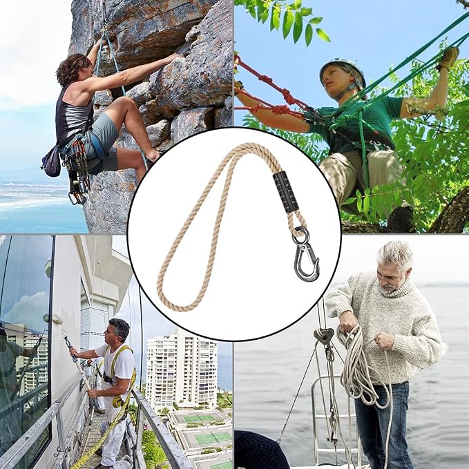 BeneLabel Tree Swing Rope, 19 inch, Hammock Tree Swing Hanging Strap, Heavy Duty Hook, for Indoor Outdoor Swing Hammock Playground Set Accessories, 1 Pcs, Off-White