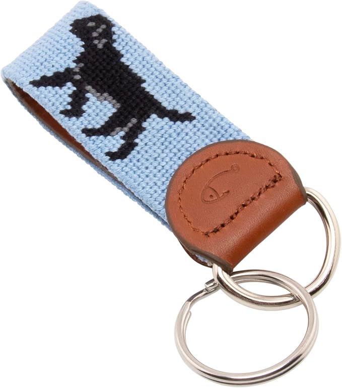 Leather Hand-Stitched Needlepoint Key Fob or Key Chain