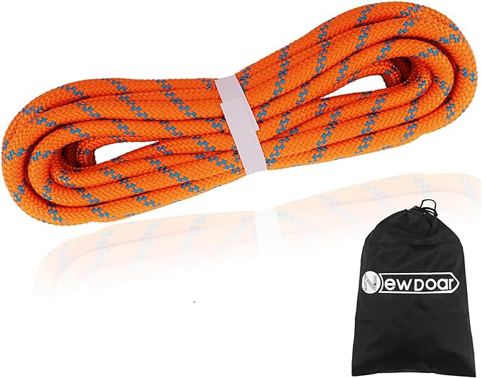 NewDoar 8mm (5/16in) Accessory Cord Rope CE 21KN Double Braid Pre Cut for Outdoor Survival, Mountaineering, Prusik,Hauling Dragginge(Orange 8mm,98FT)