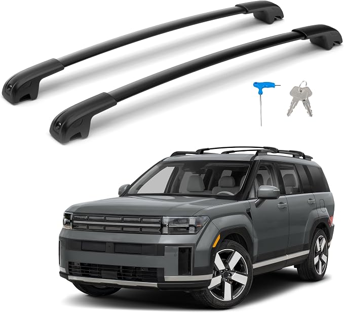 300Lbs Lockable Roof Rack Crossbars Compatible with Hyundai Santa Fe & Santa Fe Hybrid 2024-2026 with Raised Side Rails (Not for SE), Heavy Duty Aluminum Cross Bar Fit Luggage Luggage Kayaks Bicycles