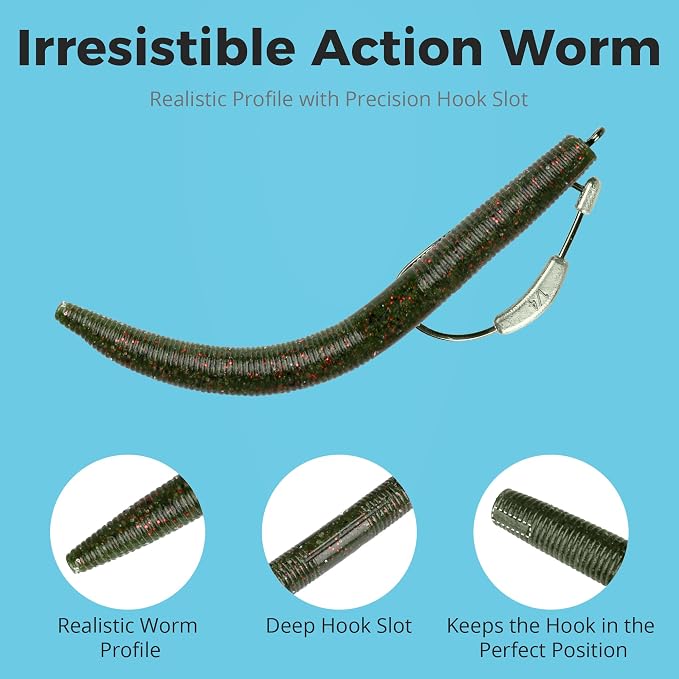 4"/5" Senko Worms Kit, Salt Impregnated Soft Plastic Lures | 30/50/78/100 Wacky Worms for Bass Fishing, Freshwater & Saltwater Applications,Artificial fishing bait