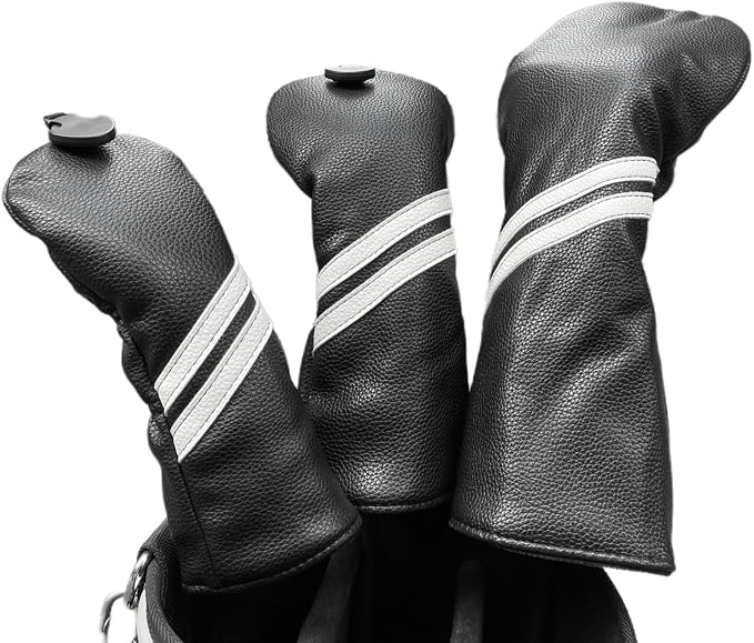 Golf Club Covers Headcovers Set for Driver and Woods Soft Faux Leather Golf Accessories for Men Women Golfer Gifts Set Golf Club Protective Case 1 3 5 H or Set for 1 3 5 Woods