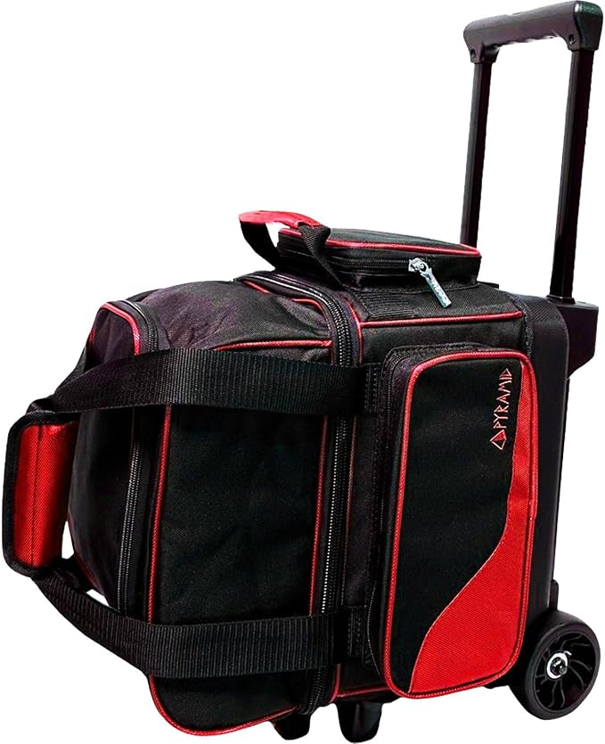 Pyramid Path Pro Deluxe Single Roller Bowling Bag With Separate Shoe Compartment (Up To US Mens Size 11), 2 Large Accessory Pockets, Padded Foam Ball Insert, Lifting Handles and Locking Square Handle