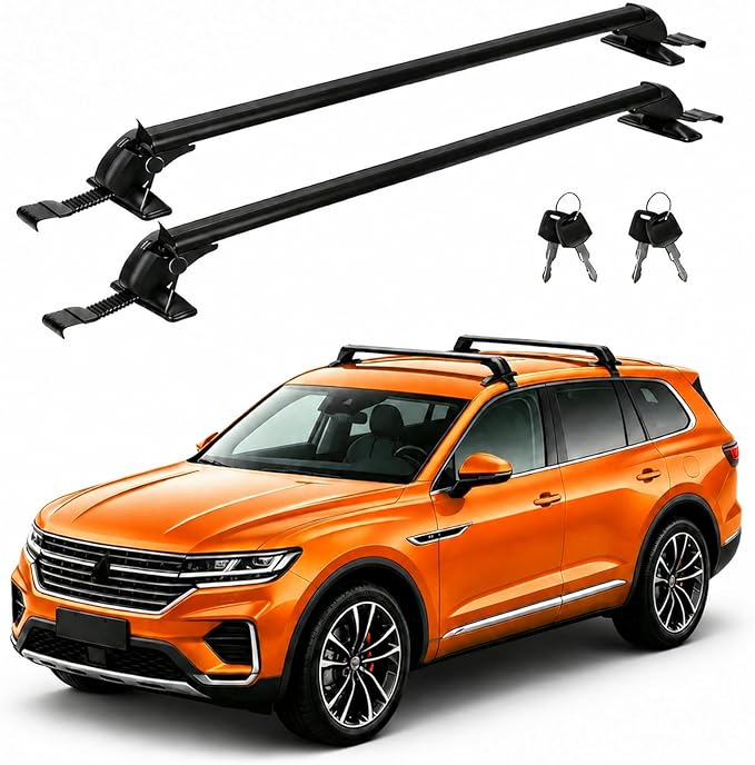 Universal Car Roof Rack w/Anti-Theft Lock, 43" Aluminum Alloy Heavy Duty Rooftop Cargo Carrier Luggage Holders Brackets Cross Bars w/ 165LBS Capacity for Kayaks Surfboards Bikes Baskets Tools