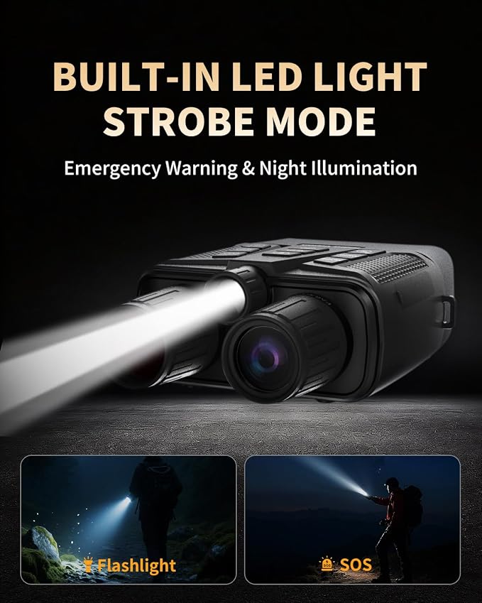 Night Vision Binoculars for Adults, 4K Night Vision Goggles with 3" HD Screen & Magnifying Lens, 8X Digital Zoom, Rechargeable Device with 64GB Card for Camping & Outdoor Exploration