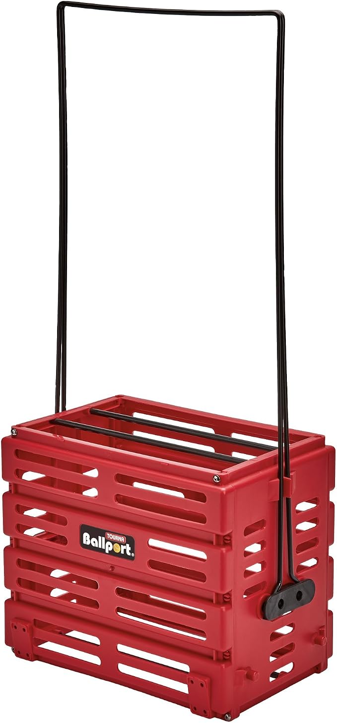 Tourna Ballport Tennis Ball Hopper Holds 80 Balls Durable and Lightweight – Red