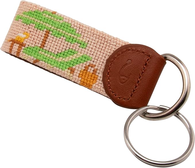 Leather Hand-Stitched Needlepoint Key Fob or Key Chain