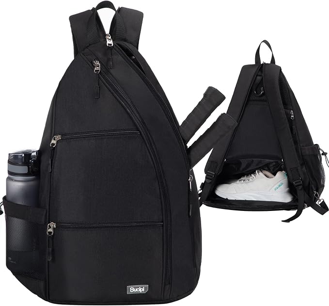 Sucipi Pickleball Bag - Men's & Women's Pickleball Backpack, Adjustable Sling Bag w/Fence Hook/Large Capacity/Safety Pocket