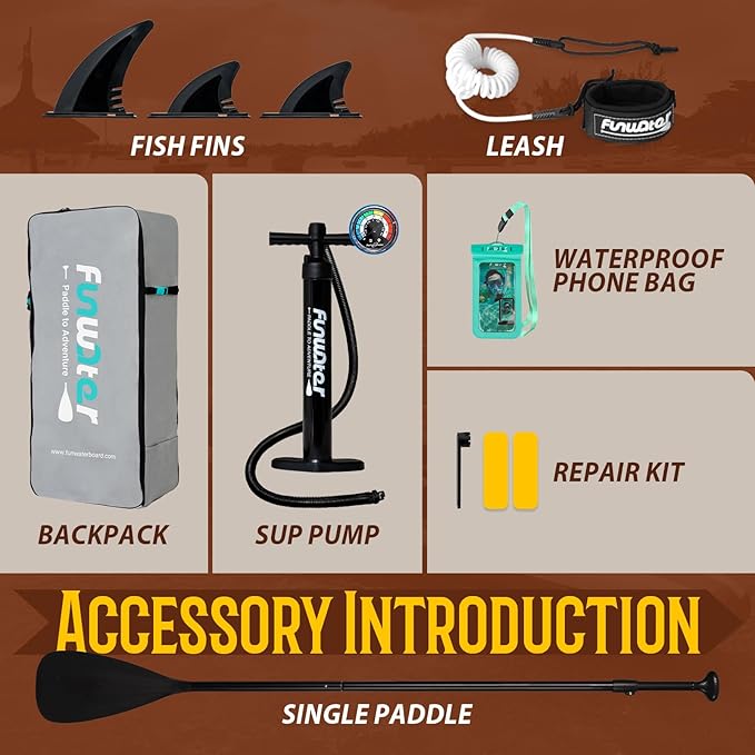 FunWater Inflatable Stand Up Paddle Board with Premium SUP Paddleboard Accessories, Anti-Slip EVA Deck, 11'6''/11'/10'6'' Paddle Boards for Adults & Youth of All Skill Levels