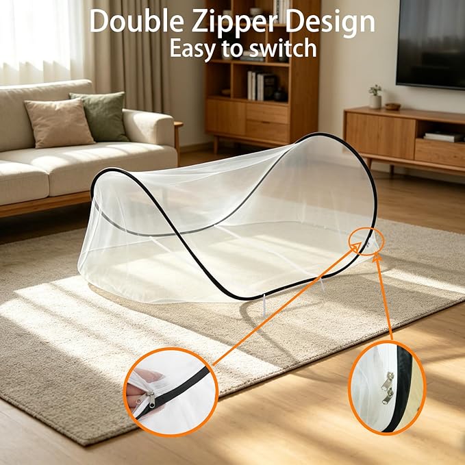 CMINGJ Large Pop Up Mosquito Tent, Portable Foldable Mosquito Net for Bed Camping Travel Patio，Mosquito Net for Adults Baby (78 * 39 * 27inch) (Black Adjustable Size)