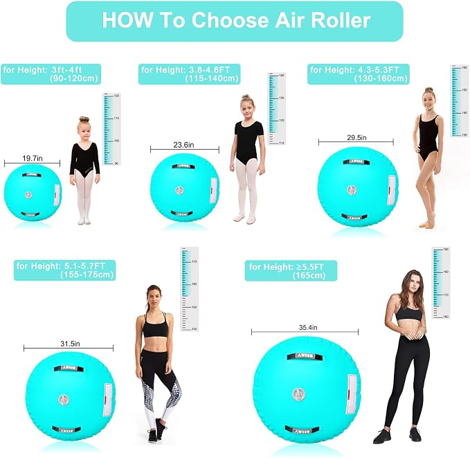 AWSUM Gymnastics Barrel Tumbling Equipment Air Roller Training Inflatable Back Handspring Trainer for Octagon Tumble Mat Gym Cheerleading Home Use 1 PCS，No Electric Pump
