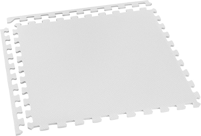 We Sell Mats 1/2" Thick Multipurpose EVA Foam Exercise Floor Mat, Interlocking Tiles, Anti-Fatigue for Home or Gym, 24 in x 24 in, 4 Tiles, White