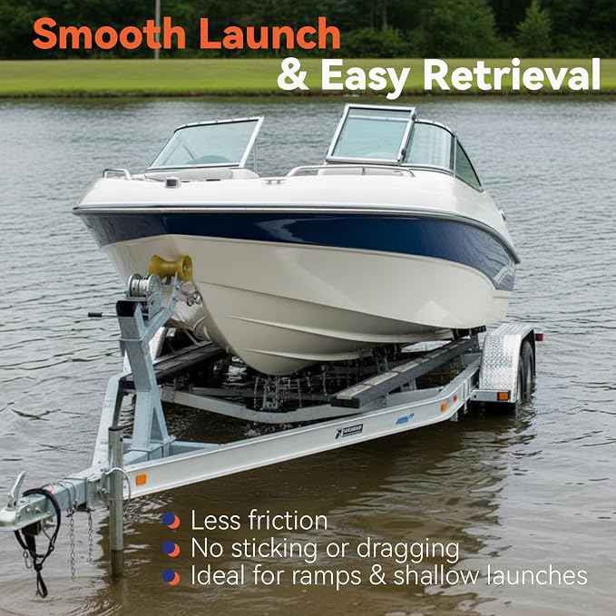 Boat Trailer Bunk Slide Pads and Enders for Easier Launching & Loading, 3" x 10" Boat Trailer Bunk Slicks