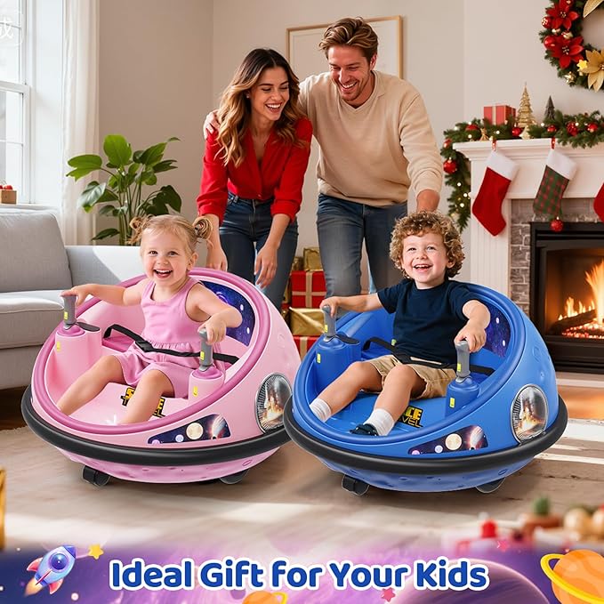 Electric Bumper Car with Remote Control, 360°Spinning Ride-on Vehicle, Rechargeable Indoor Outdoor Kid Car with LED Lights & Soft Bumper–Fun Gift (Blue)