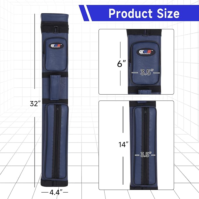 GSE Games & Sports Expert 3x6 Hard Pool Cue Case, Billiard Stick Carrying Bag for 3 Sticks, Holds 3 Butts and 6 Shafts (Several Colors Available)