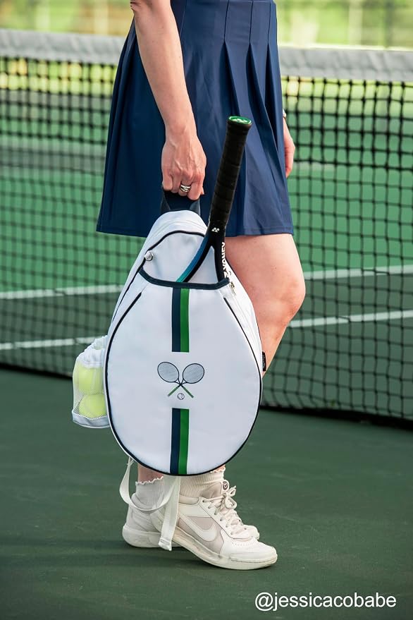 Rejolly Tennis Racket Sling Bag for Women Men Quilted Water Resistant Racquet Cover One Shoulder Crossbody Bag for 2 Tennis Rackets, Pickleball Paddles, Badminton Racquet
