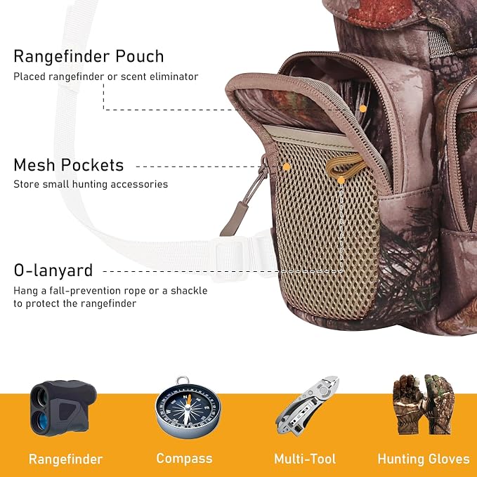 NEW VIEW Silent Hunting Binocular Harness Chest Pack with Rangefinder Pouch & Rain Cover, Stealth Bino Harness for Hunting, Fits Most Binoculars up to 10×56