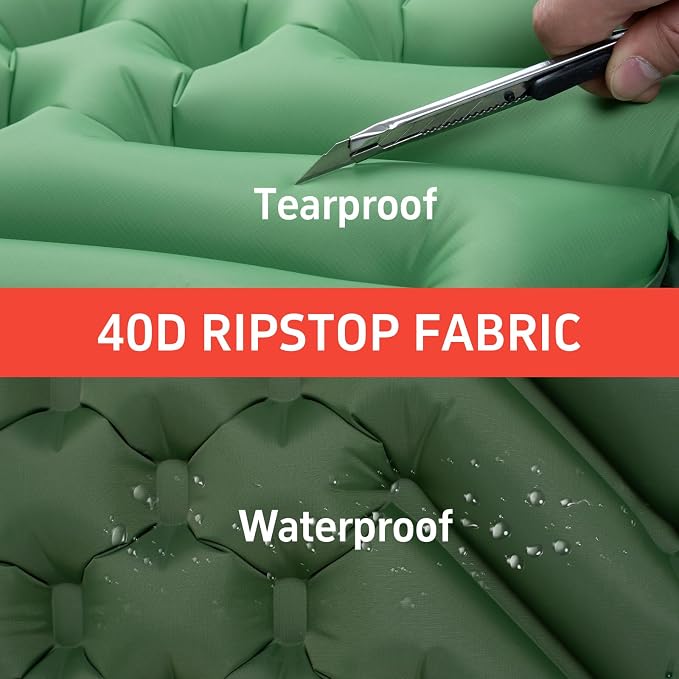 Camping Sleeping mat and Inflatable Pillow - Set, Portable, Ultra-Light, Thickened, Quick to inflate in 30s, can be Spliced. Suitable for Backpacking, Hiking, Camping and Other Scenes