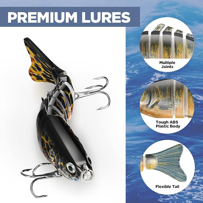 Talltalk 16 Pcs Fishing Lures for Bass Trout Perch Freshwater Trout Perch Freshwater Swimming Fishing Bait Swimbaits for Bass Slow Sinking Lifelike Fish Kit