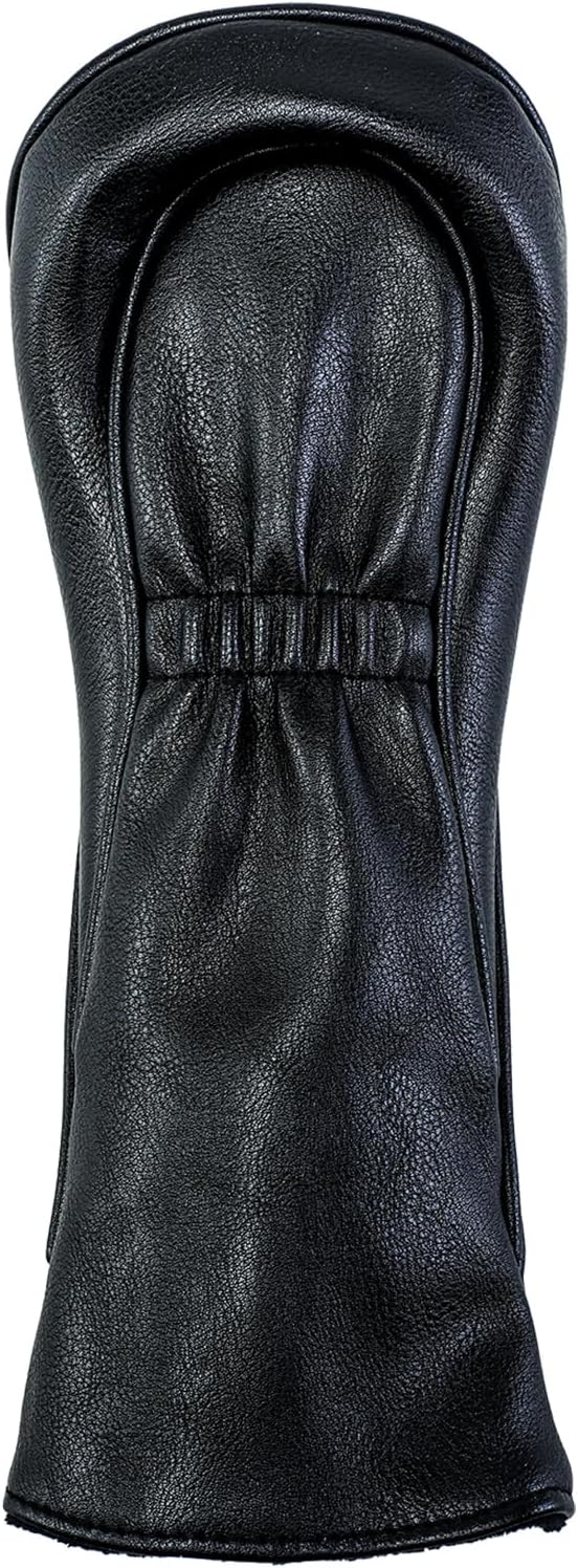 Golf Club Covers – Blackout Leather Driver Headcover, Fairway Wood, 3 Wood, Hybrid, Fits Mallet Blade Putter Head Covers Alignment Stick Cover