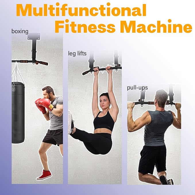 BDL Wall Mounted Pull Up Bar Chin Up bar Multifunctional Dip Station for Indoor Home Gym Workout, Power Tower Set Training Equipment Fitness Dip Stand Supports to 440 Lbs（2 Types）