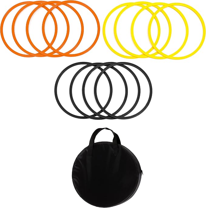 Speed & Agility Training Rings - Set of 12 - with Carrycase - by Trademark Innovations